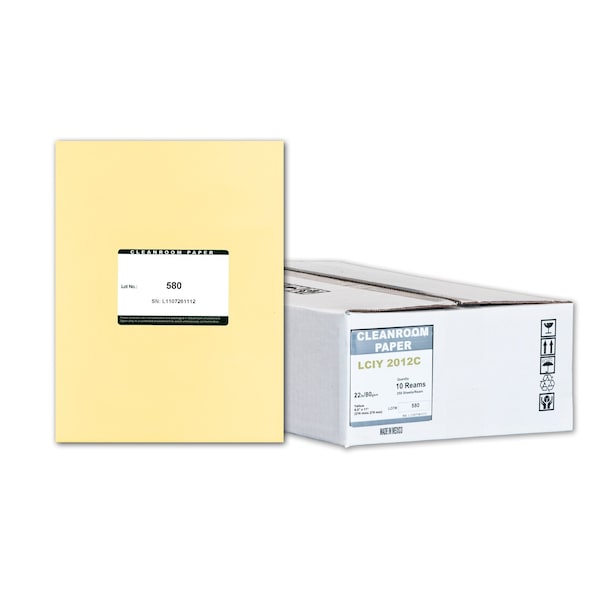 Pure Image Synthetic Cleanroom Paper, 8.5x11, Yellow 22lb, 250 sheets /ream, 10 reams p/PK